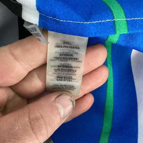 Calvin Klein Striped Button Front Roll Tab Shirt Blue Green XL - Picture 7 of 7